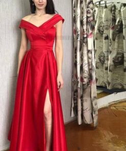 Deep Plunge Maxi Dress With Front-Side Split Red Formal Dress DEEP PLUNGE MAXI DRESSES WITH FRONT SPLIT color: as picture|Black|Champagne|Ivory|Pink|Red|White|Yellow