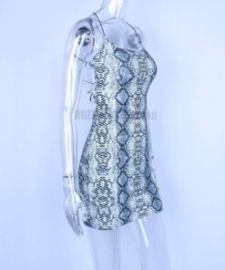 Blue Snakeskin Backless Bodycon Mini Dress BLUE SNAKESKIN DRESSES color: Gray 