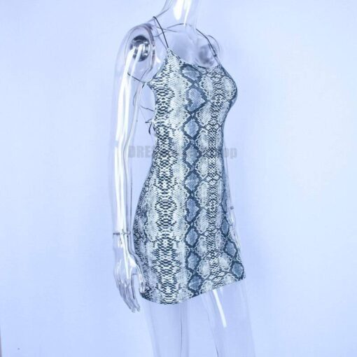 Blue Snakeskin Backless Bodycon Mini Dress BLUE SNAKESKIN DRESSES color: Gray