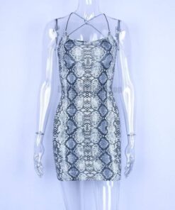 Blue Snakeskin Backless Bodycon Mini Dress BLUE SNAKESKIN DRESSES Color: Gray Size: L 
