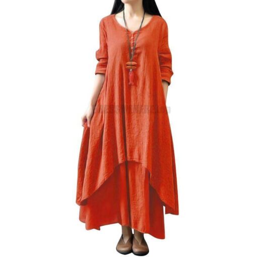 Daytime Autumn Winter Casual Oversized Boho Maxi Dress DAYTIME DRESSES color: Army green|Black|Brown|Burgundy|Orange