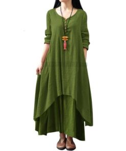 Daytime Autumn Winter Casual Oversized Boho Maxi Dress DAYTIME DRESSES color: Army green|Black|Brown|Burgundy|Orange