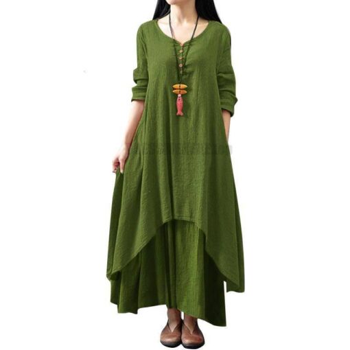 Daytime Autumn Winter Casual Oversized Boho Maxi Dress DAYTIME DRESSES color: Army green|Black|Brown|Burgundy|Orange