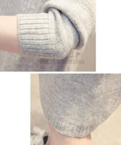 Daytime Turtleneck Sweater Sleeve Warm Knitted Dress DAYTIME DRESSES color: apricot|Dark Gray|Light Gray 