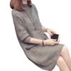 Daytime Turtleneck Sweater Sleeve Warm Knitted Dress DAYTIME DRESSES color: apricot|Dark Gray|Light Gray