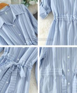 Daytime Striped Tunic Long Sleeve Mini Dress DAYTIME DRESSES color: 353-Black|353-Blue|353-White 