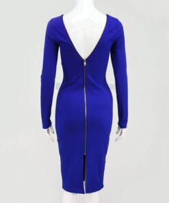 Long Sleeve Zip Up Backless Bodycon Dress LONG SLEEVE ZIP UP DRESSES color: Black|Blue|Red 