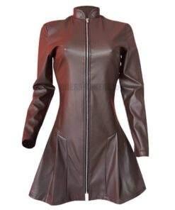 Long Sleeve Zip Up Faux Leather Dress LONG SLEEVE ZIP UP DRESSES color: Black|Brown 