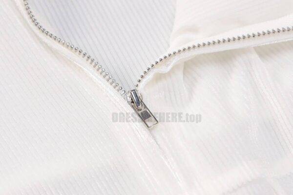 Long Sleeve Zip Up Hooded Ribbed Mini Dress LONG SLEEVE ZIP UP DRESSES color: White