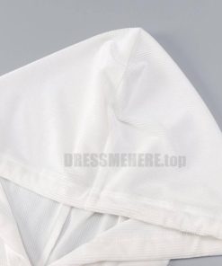 Long Sleeve Zip Up Hooded Ribbed Mini Dress LONG SLEEVE ZIP UP DRESSES color: White 