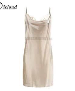Satin Tulip Hem Mini Party Night Club Sleeveless Dress SATIN TULIP HEM MINI DRESSES Color: Champane Size: L 