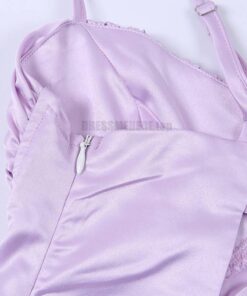 Satin Tulip Hem Mini Spaghetti Straps High Waist Dress SATIN TULIP HEM MINI DRESSES color: Pink|Purple 