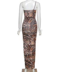 Sexy Summer Bodycon Jaguar Print Sleeveless Maxi dress SEXY SUMMER DRESSESES color: Khaki 