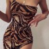 Sexy Summer Dress Bodycon Jaguar Print Sleeveless Maxi dress SEXY SUMMER DRESSESES color: Khaki