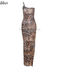 Sexy Summer Bodycon Jaguar Print Sleeveless Maxi dress SEXY SUMMER DRESSESES Color: Khaki Size: S 