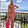 Best Bodycon Colorful Print Maxi Sleeveless Dress BEST BODYCON DRESSES color: Rose Red 