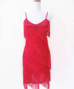 Flapper Dress Vintage Sequin Gold Fringe Dress FLAPPER DRESSES Color: fushia Size: XXL 