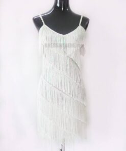 Flapper Dress Vintage Sequin Gold Fringe Dress FLAPPER DRESSES Color: White Size: XXL 
