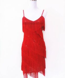 Flapper Dress Vintage Sequin Gold Fringe Dress FLAPPER DRESSES Color: Red Size: XXL 