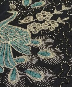 Flapper Vintage Peacock Embroidery Fringe Dress FLAPPER DRESSES color: Army green|Black|Royal Blue|Wine 