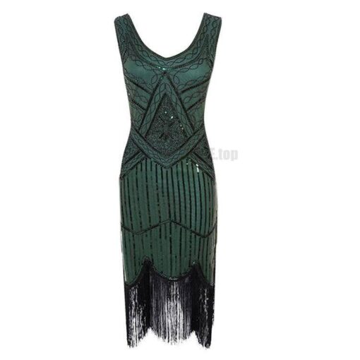 Flapper Vintage Sleeveless Sequin Embellished Full Fringed Dress FLAPPER DRESSES color: C1|C2|C3|C4|C5|C6|C7|C8|C9