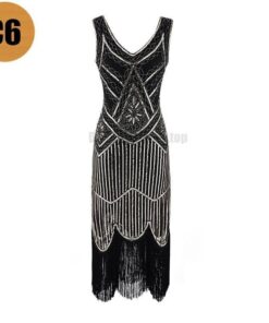 Flapper Vintage Sleeveless Sequin Embellished Full Fringed Dress FLAPPER DRESSES Color: C6 Size: XS 