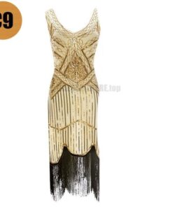Flapper Vintage Sleeveless Sequin Embellished Full Fringed Dress FLAPPER DRESSES Color: C9 Size: XS 