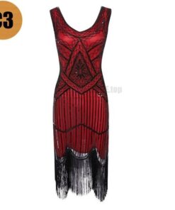 Flapper Vintage Sleeveless Sequin Embellished Full Fringed Dress FLAPPER DRESSES Color: C3 Size: M 
