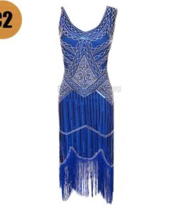 Flapper Vintage Sleeveless Sequin Embellished Full Fringed Dress FLAPPER DRESSES Color: C2 Size: XS 