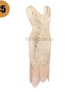 Flapper Vintage Sleeveless Sequin Embellished Full Fringed Dress FLAPPER DRESSES Color: C5 Size: XS 