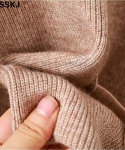 Thumb Hole Autumn Winter Turtleneck Long Sweater Dress THUMB HOLE DRESSES color: Beige|Black|Brown|Dark Grey|Khaki|White 