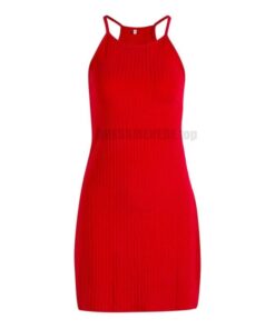 Bodycon Tank Slim Mini Knitted Dress DAYTIME DRESSES Color: Red Size: XL 