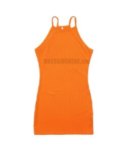 Bodycon Tank Slim Mini Knitted Dress DAYTIME DRESSES Color: Orange Size: S 