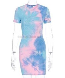 Neon Color Tye Dye Rainbow Sexy Dress NEON COLOR DRESSES Color: Blue Size: XL 
