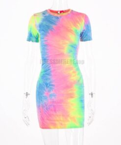 Neon Color Tye Dye Rainbow Sexy Dress NEON COLOR DRESSES Color: see chart Size: XL 