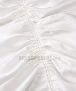 Tulip Hem Satin Drawstring Ruched Mini Strap Bodycon Backless Cross Dress SATIN TULIP HEM MINI DRESSES color: Blue|White 