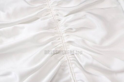 Tulip Hem Satin Drawstring Ruched Mini Strap Bodycon Backless Cross Dress SATIN TULIP HEM MINI DRESSES color: Blue|White