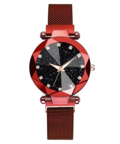 Starry Sky Clock Luxury Fashion Diamond Quartz Wrist Watches  GIFTS Color: Red 