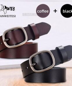 Women Genuine Leather Pin Buckles Vintage Belt GIFTS Color: black-coffee Belt Length: 115cm 34to36 inch 