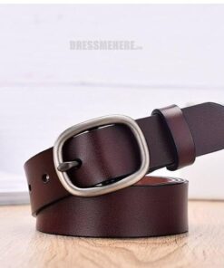 Women Genuine Leather Pin Buckles Vintage Belt GIFTS Color: coffee Belt Length: 110cm 31to33 inch 