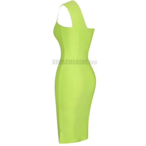 Ocstrade Celebrity Bandage Dress New Arrival 2020 Summer Women Neon Green Bandage Dress Bodycon One Shoulder Evening Party Dress NEON ZIP UP DRESSES color: Black|Blue|Neon Green|Neon Orange|Neon Pink|White