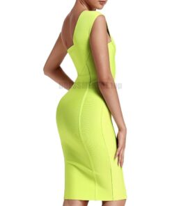 Ocstrade Celebrity Bandage Dress New Arrival 2020 Summer Women Neon Green Bandage Dress Bodycon One Shoulder Evening Party Dress NEON ZIP UP DRESSES color: Black|Blue|Neon Green|Neon Orange|Neon Pink|White 
