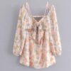 Pearls Buckle Pink Floral Print Sequined Mini Short Dress BUCKLE DRESSES size: L|M|S