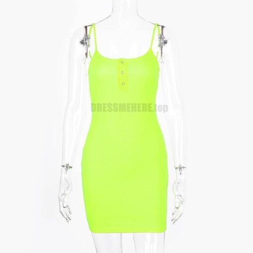 Dulzura ribbed knitted neon women mini dress sexy solid bodycon 2020 summer festival streetwear clothes party elegant clothing NEON COLOR DRESSES color: Orange|yellow green