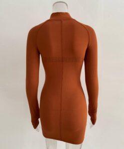 KGFIGU Long Sleeve Bodycon Dress For Women Zipper Casual Red Thumb Hole Mini Vestidos Lady Birthday Outfits Plus Size Shirts THUMB HOLE DRESSES color: Black|Blue|Camel|Coral Red|Dark Green|Gray|Green|Khaki|Lavender|Mint|Orange|Pink|Red|Rose|Sky blue|Taupe|White 