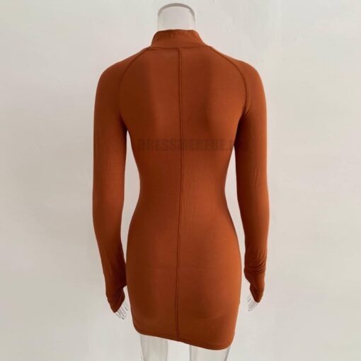 KGFIGU Long Sleeve Bodycon Dress For Women Zipper Casual Red Thumb Hole Mini Vestidos Lady Birthday Outfits Plus Size Shirts THUMB HOLE DRESSES color: Black|Blue|Camel|Coral Red|Dark Green|Gray|Green|Khaki|Lavender|Mint|Orange|Pink|Red|Rose|Sky blue|Taupe|White
