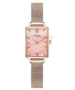 Gaiety Brand Women Watches Fashion Square Ladies Quartz Watch Bracelet Set Green Dial Simple Rose Gold Mesh Luxury Women Watches GIFTS Color: 1pc Mesh Watch 