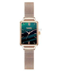 Gaiety Brand Women Watches Fashion Square Ladies Quartz Watch Bracelet Set Green Dial Simple Rose Gold Mesh Luxury Women Watches GIFTS Color: 1pc Mesh Watch 