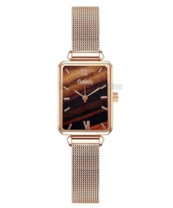 Gaiety Brand Women Watches Fashion Square Ladies Quartz Watch Bracelet Set Green Dial Simple Rose Gold Mesh Luxury Women Watches GIFTS Color: 1pc Mesh Watch 