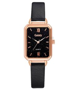 Gaiety Brand Women Watches Fashion Square Ladies Quartz Watch Bracelet Set Green Dial Simple Rose Gold Mesh Luxury Women Watches GIFTS Color: 1pc Leather Watch 